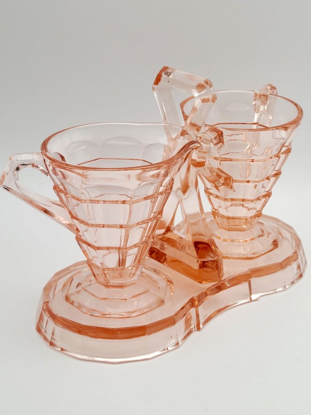 Indiana Glass Vintage Pink Depression Glass Tea Room Caddy Set Creamer Sugar